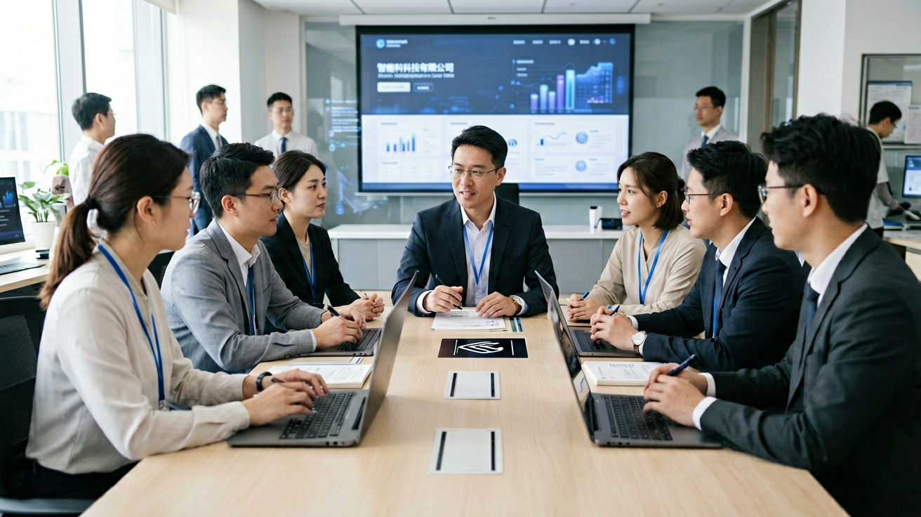 乐竟科技团队在技术研讨会上进行方案交流